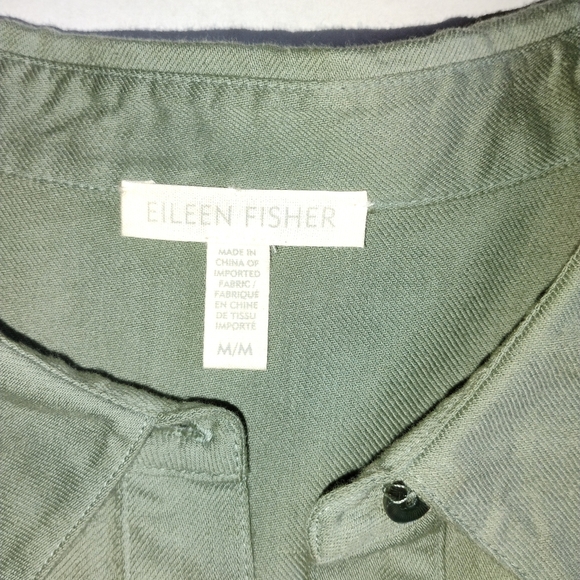 New Cond. Eileen Fisher Organic Cotton Tunic Dress Sage Green  Long Sleeve Mediu - Picture 6 of 7